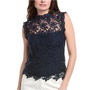 NWT Nanette Lepore Sleeveless High Neck Lace Top
